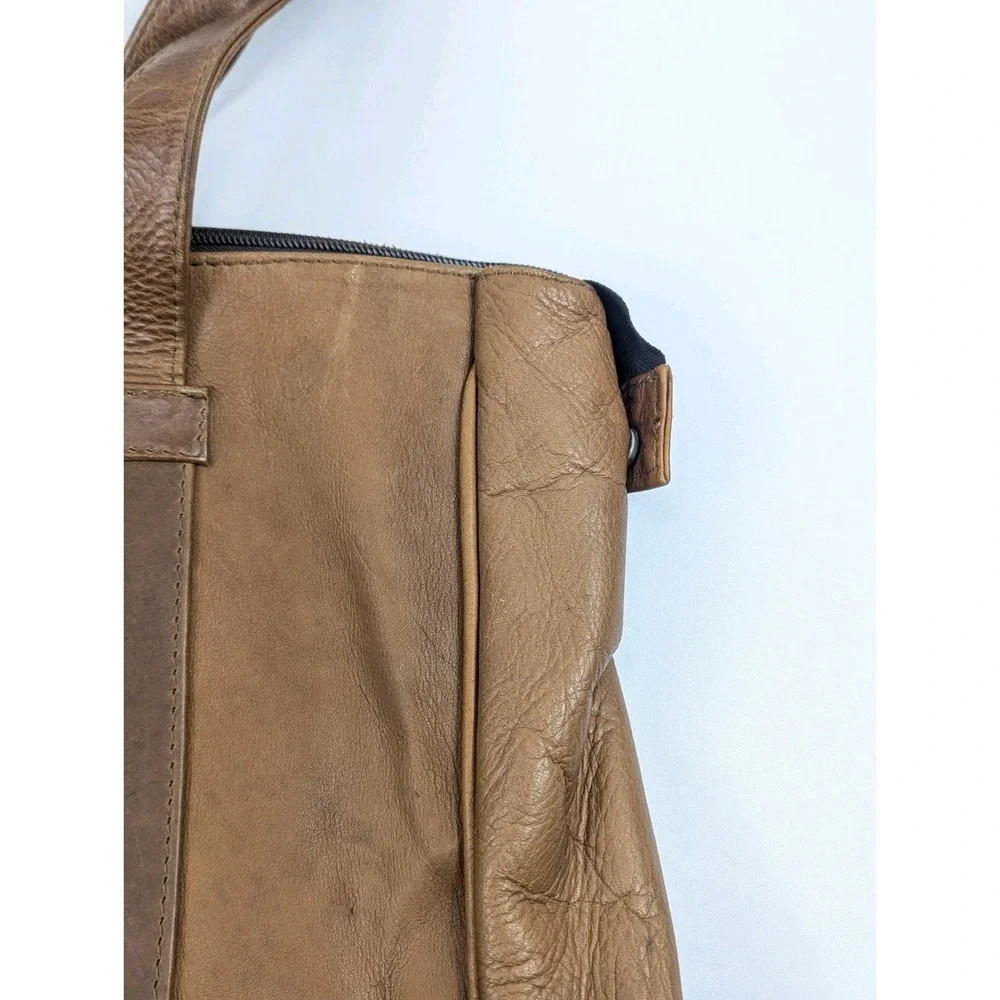 FRYE Gia Simple Leather Tote Hobo Shoulder Bag‎ Cognac Brown Large